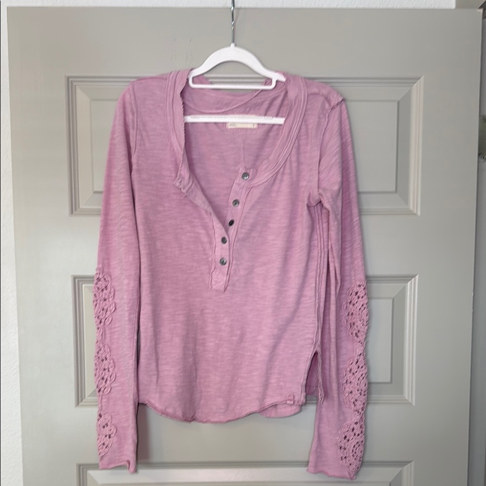 FREE PEOPLE Pink Long Sleeve Top